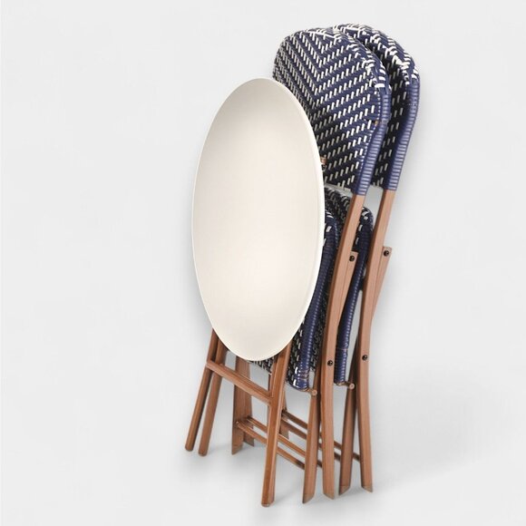 French Cafe Folding Round Patio Bistro Table White Brown Metal Frame - Threshold - Picture 6 of 8